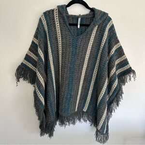 Monoreno Crocheted Knitting Hooded Poncho Western Costume Gothic Mystical OS